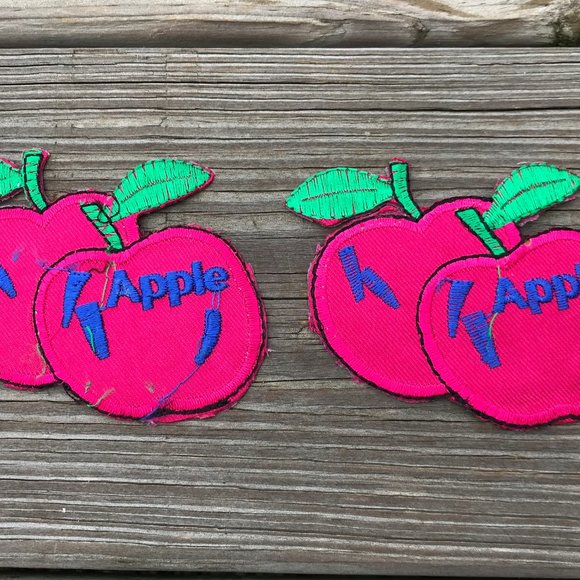 Iron On Apple Patches Embroidery Applique Lot of 2 - Picture 1 of 8